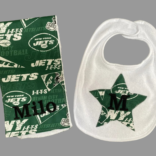 Bib & Burp Cloth Set: Jets (Boy)
