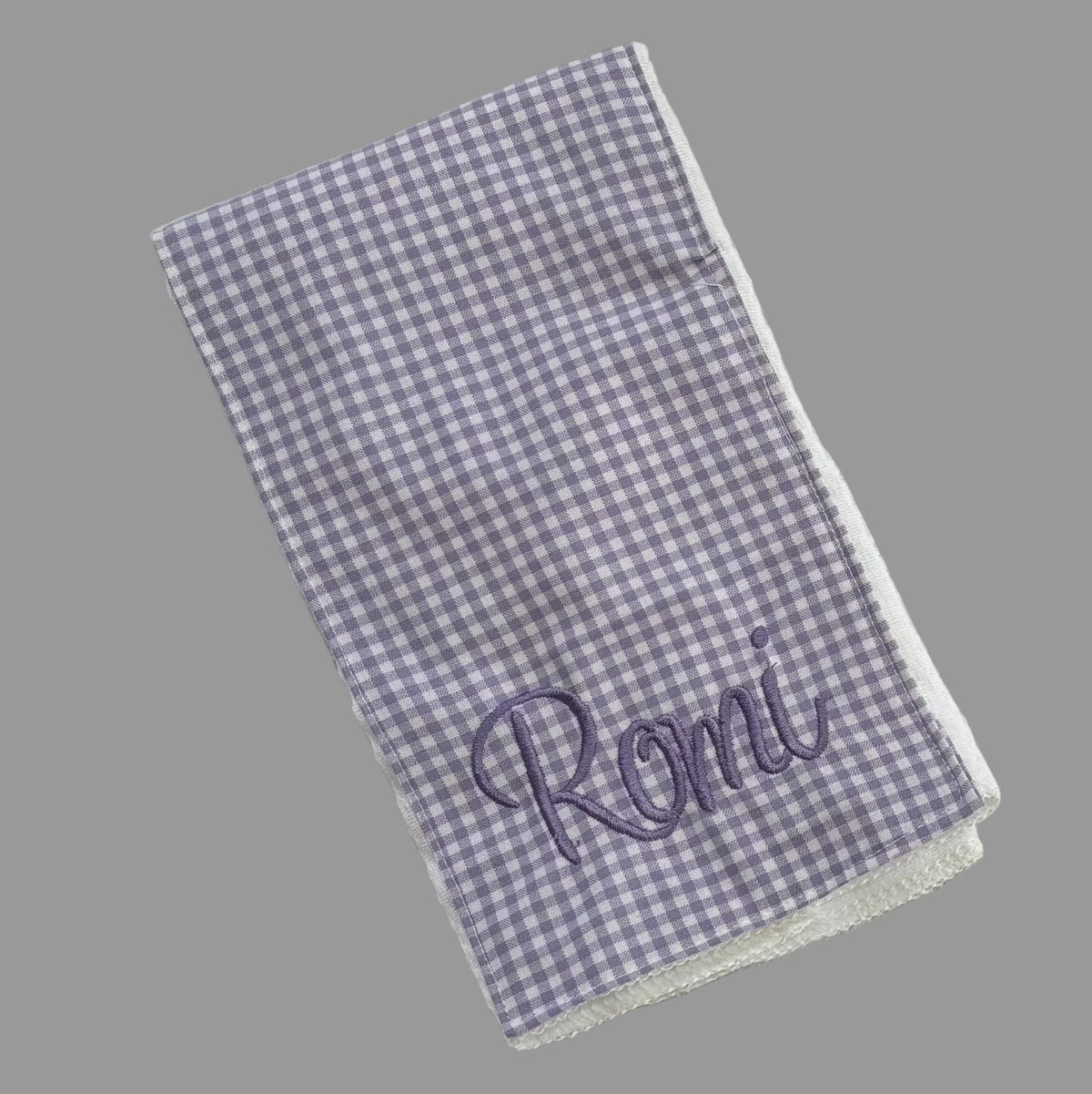 Bib & Burp Cloth Set: Lavender Gingham (Girl)