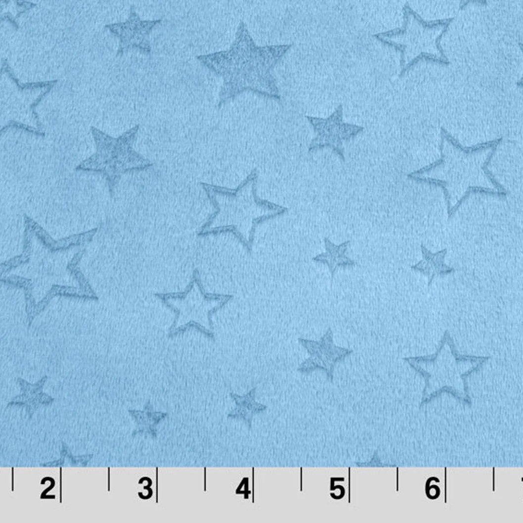Hooded Towel Light Blue Embossed Stars Minky (Boy)