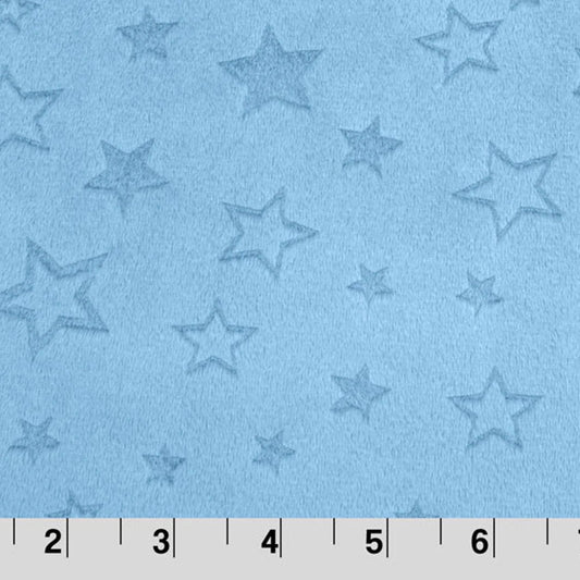 Hooded Towel Light Blue Embossed Stars Minky (Boy)