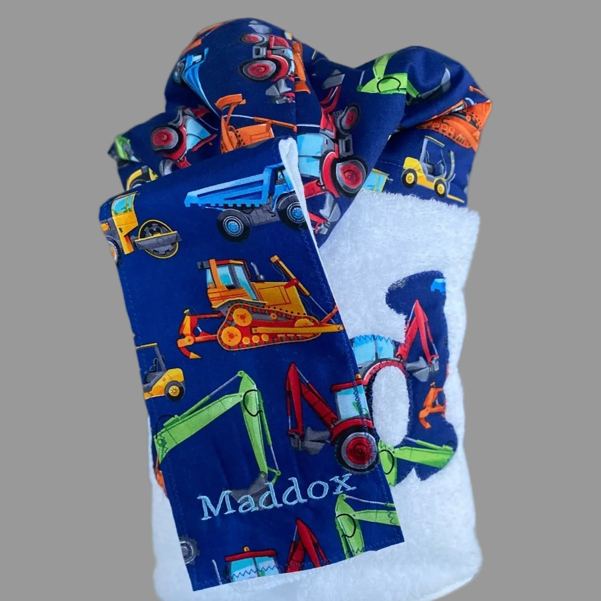 Bib & Burp Cloth Set: Construction Trucks (Boy)