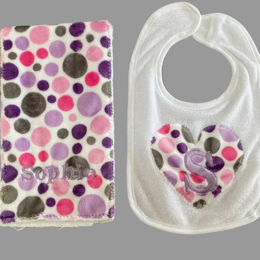 Bib & Burp Cloth Set: Bubbles (Girl)