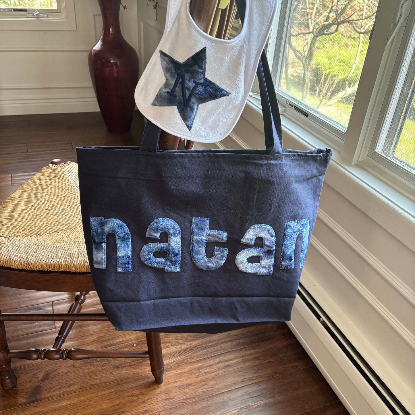 Tote Bag- Navy Tie Dye Minky (Boy)