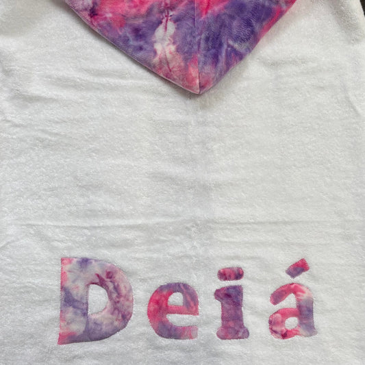 Hooded Towel Pink Purple Minky Tie Dye (Girl)