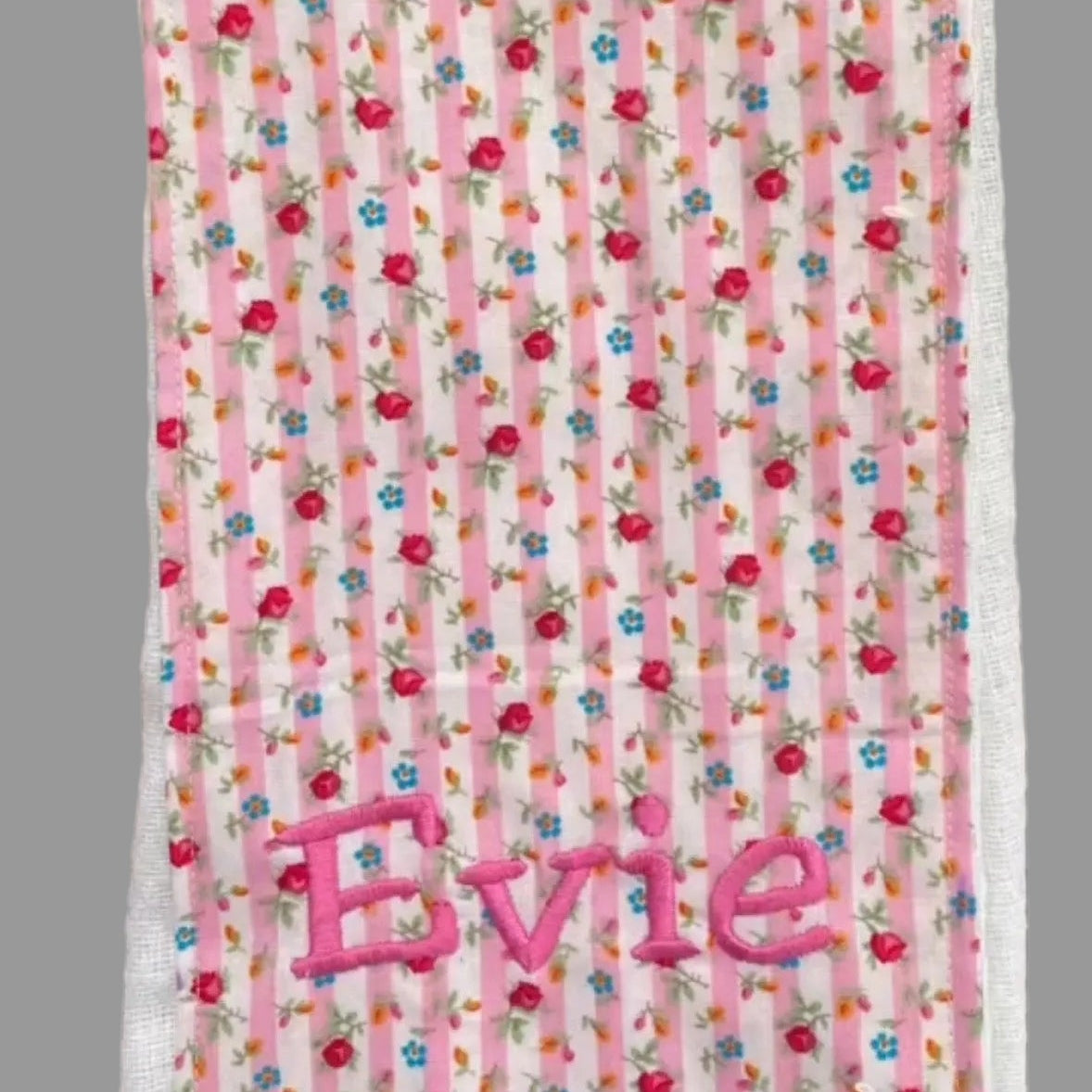 Bib & Burp Cloth Set: Striped Roses (Girl)