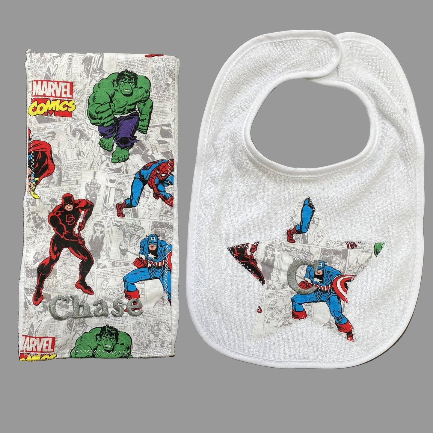 Bib & Burp Cloth Set: Superhero